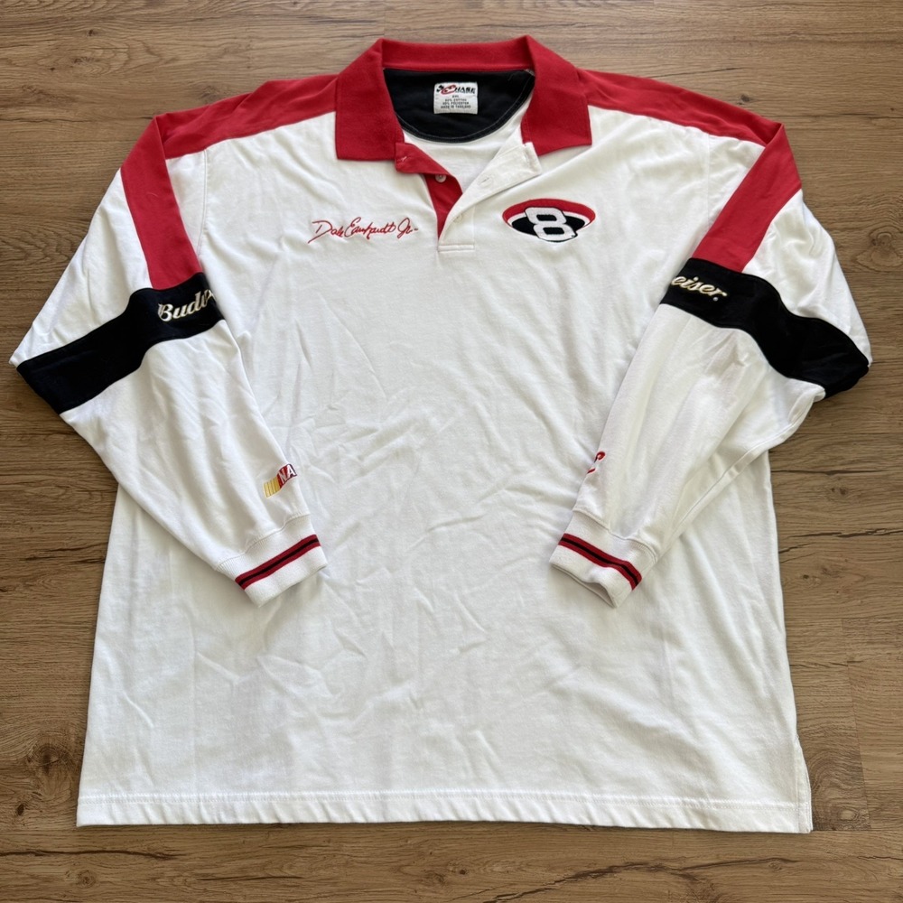 Chase Authentics 2XL Dale‎ Earnhardt Jr. #8 Budweiser Long Sleeve Polo Shirt